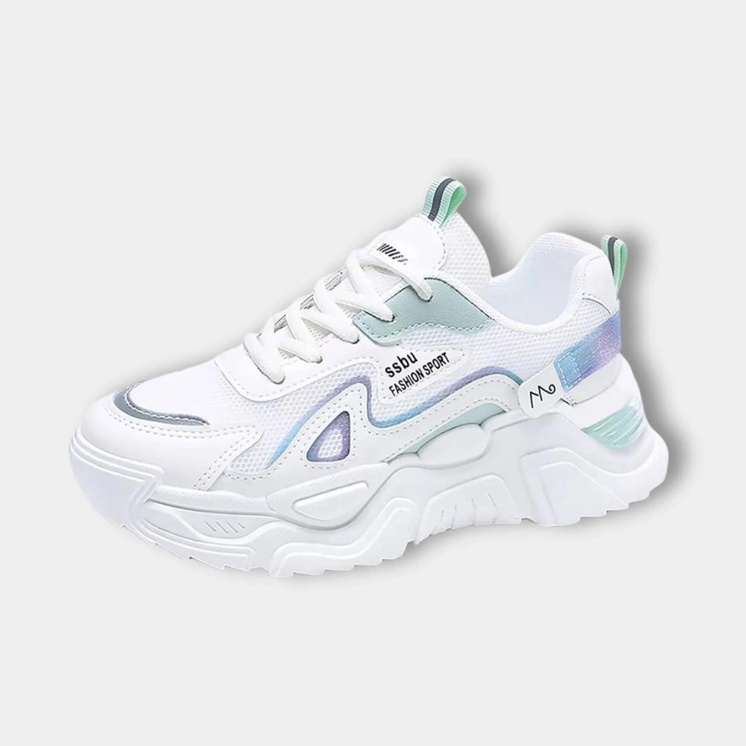 Charina Women’s Sneakers with Thick Sole – Comfortable Lace-Up Design-White/Purple