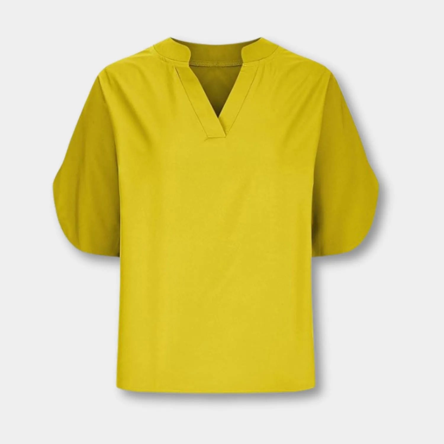 Chic Lightweight Split Sleeve Blouse for Women with V-Neckline | Aisha-Yellow