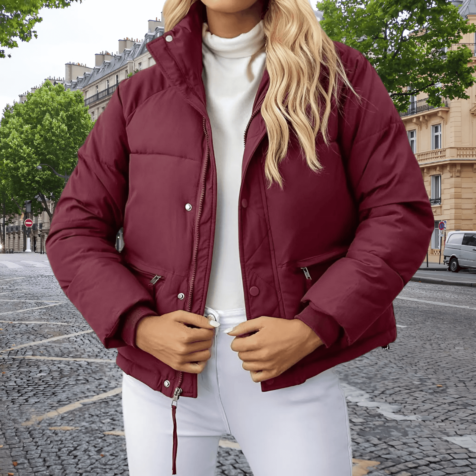 Quilted Winter Jacket | Thick and Lightweight Jacket with High Collar | Blanche-Lanuvo