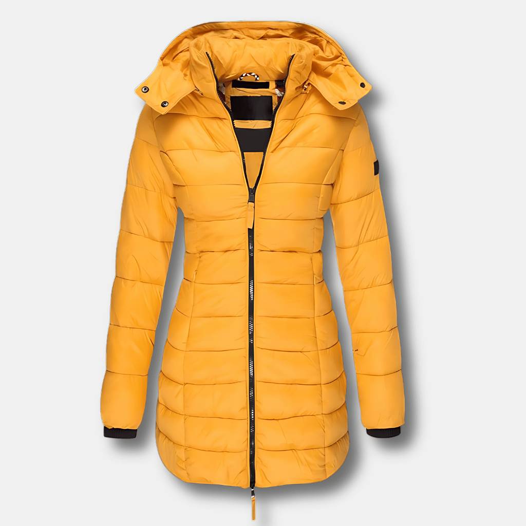 Lightweight Padded Long Coat for Women with Warm Lining and Hood | Binie-Lanuvo