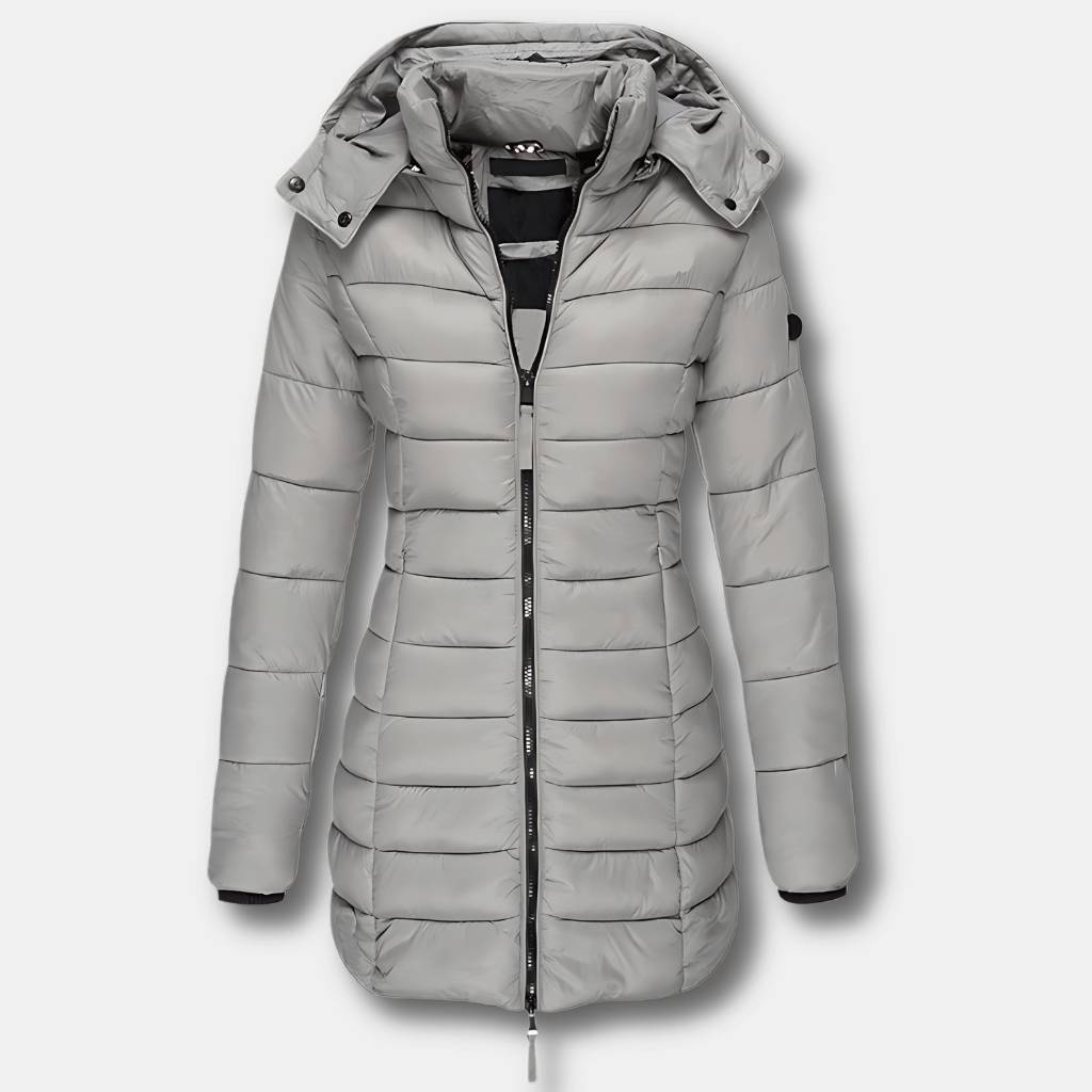 Lightweight Padded Long Coat for Women with Warm Lining and Hood | Binie-Lanuvo