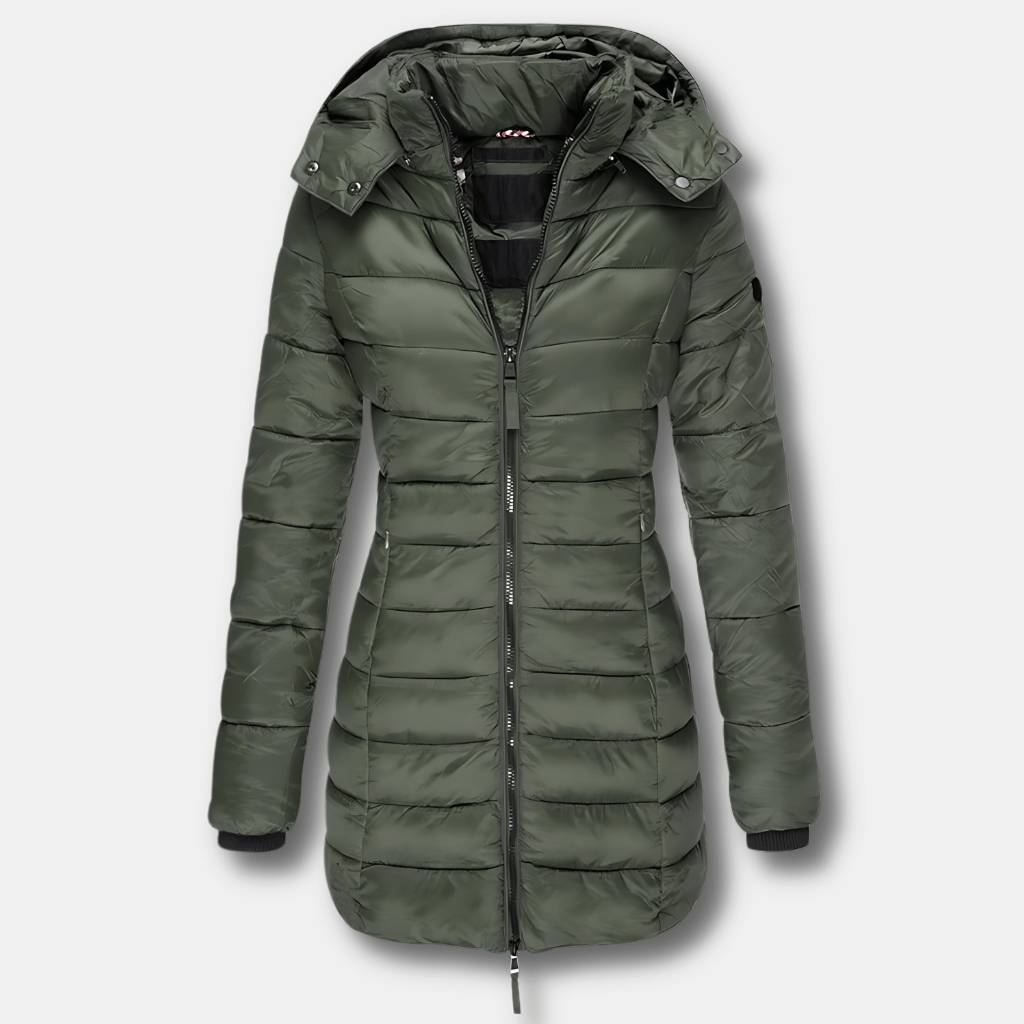 Lightweight Padded Long Coat for Women with Warm Lining and Hood | Binie-Lanuvo