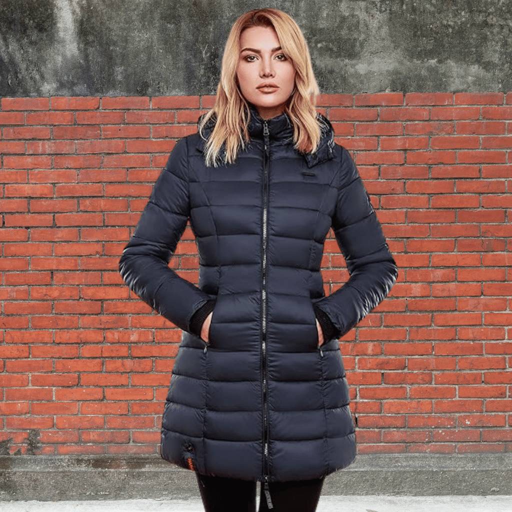 Lightweight Padded Long Coat for Women with Warm Lining and Hood | Binie-Lanuvo