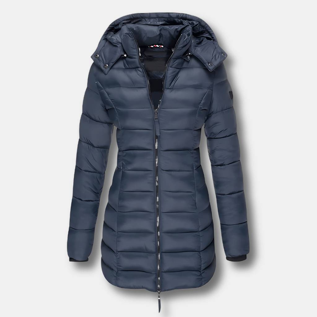 Lightweight Padded Long Coat for Women with Warm Lining and Hood | Binie-Lanuvo