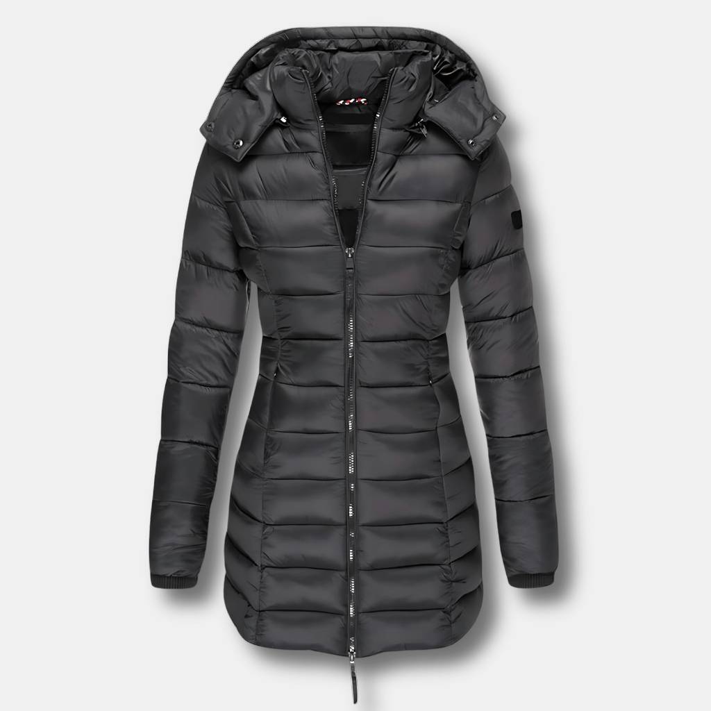 Lightweight Padded Long Coat for Women with Warm Lining and Hood | Binie-Lanuvo