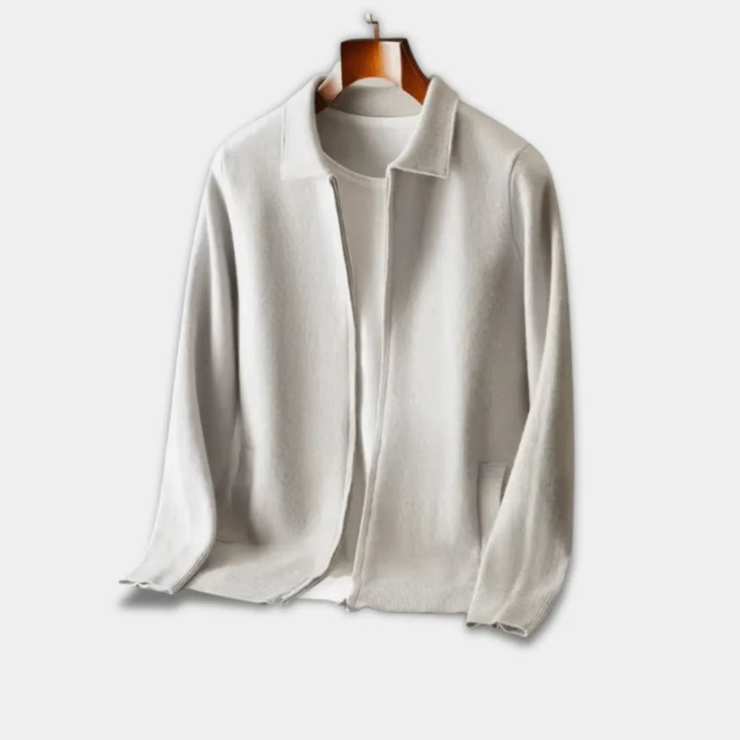 Men’s Full-Zip Vest with Regular Fit and Ribbed Hem-White