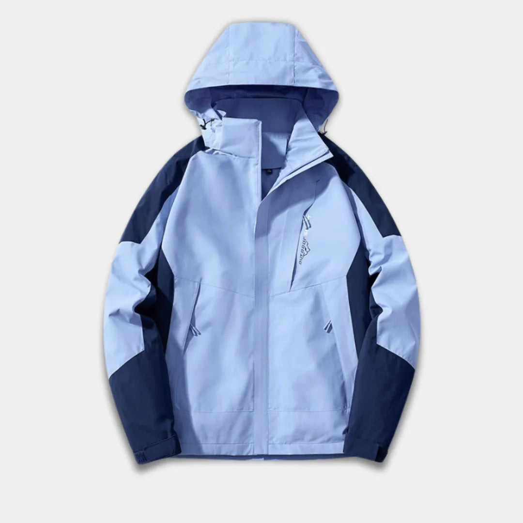 Men’s Outdoor Jacket with Water-Resistant Fabric, Adjustable Hood and Zipped Pockets-Blue