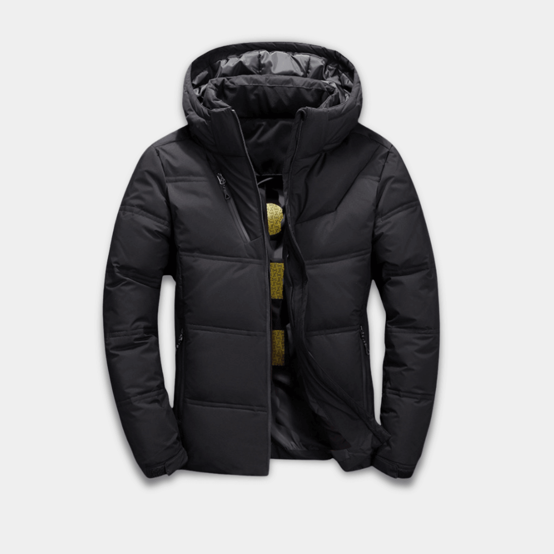 Men’s Winter Puffer Jacket – Hooded, Insulated & Water-Resistant Coat-Black