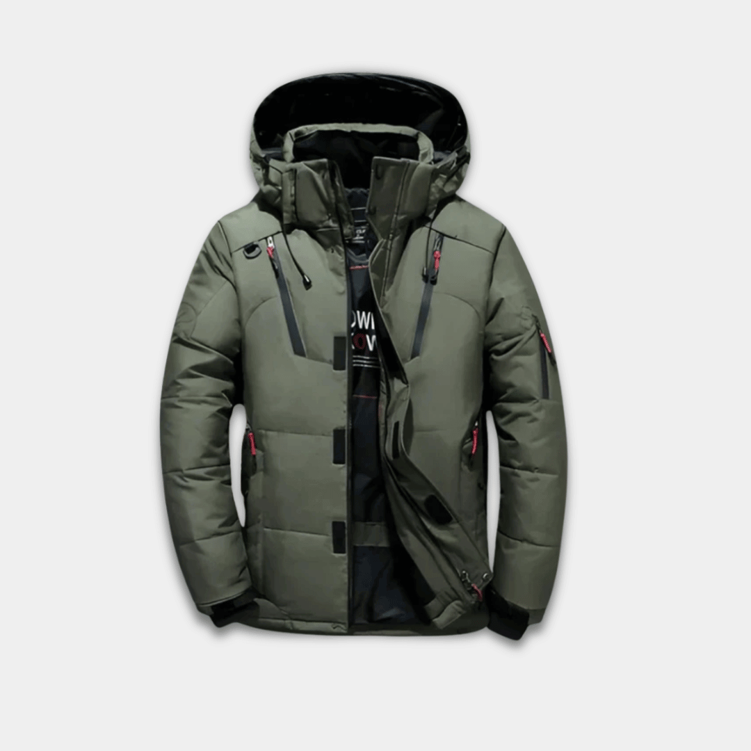 Men’s Winter Puffer Jacket – Hooded, Insulated & Water-Resistant Coat-Green