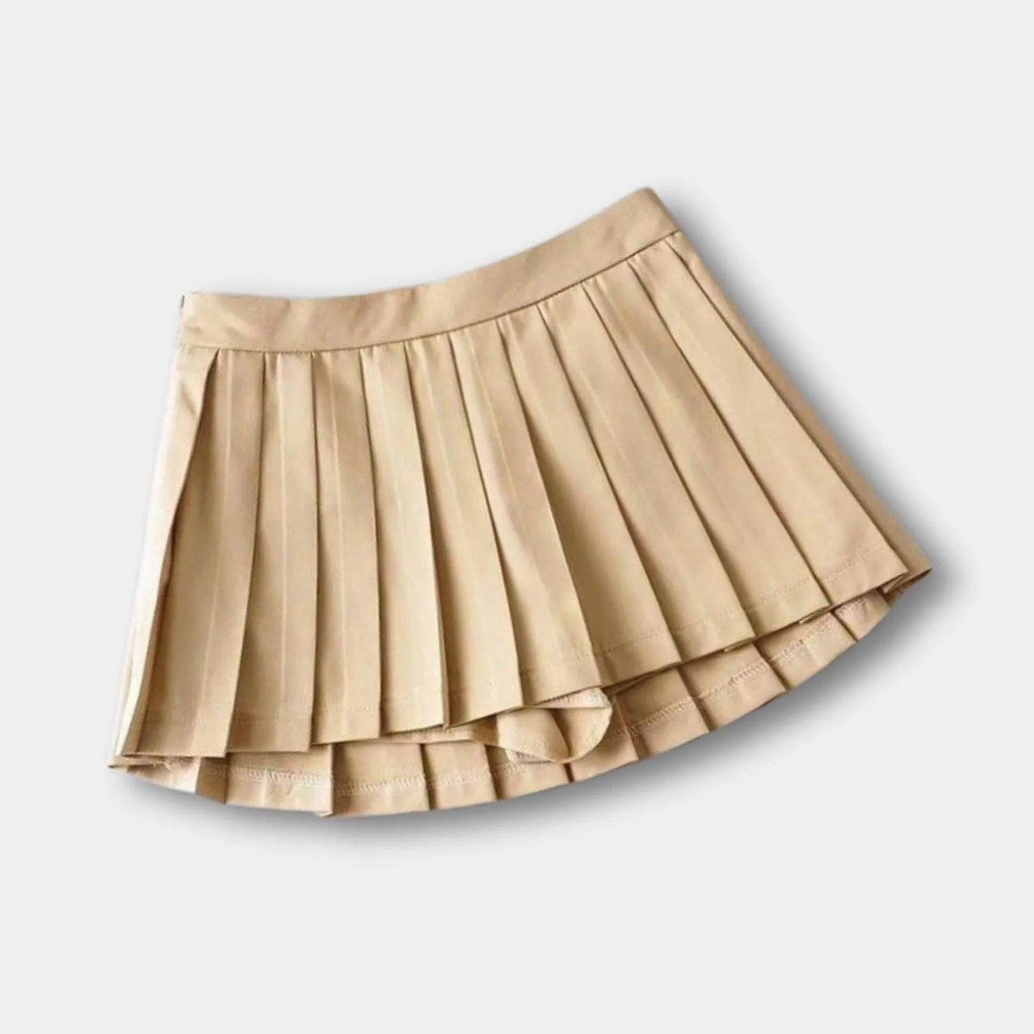 Retro Pleated High-Waisted Skirt for Women with Built-in Shorts | Christa-Apricot
