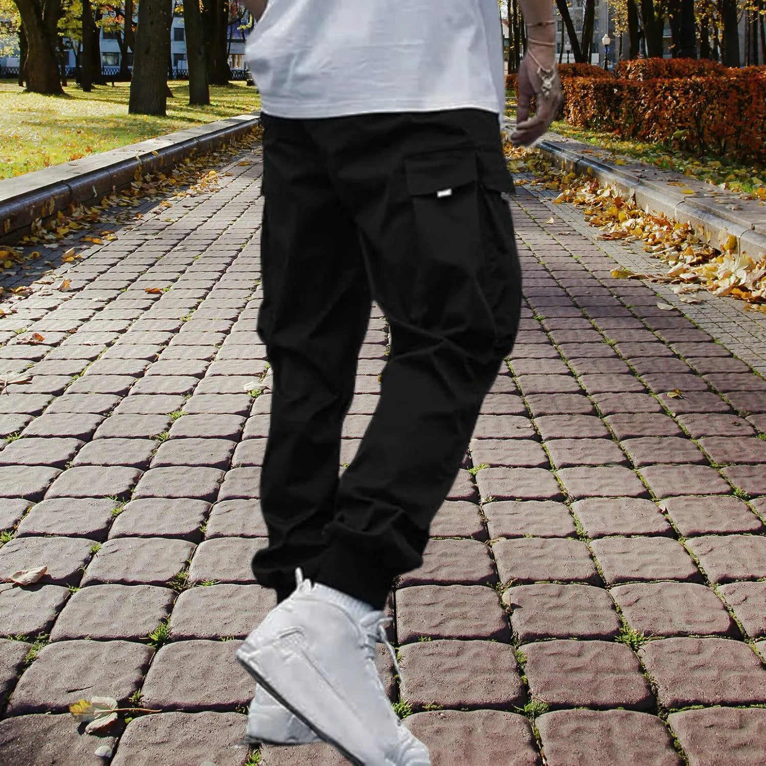 Tactical Cargo Trousers for Men with Side Pockets | Christo-Black