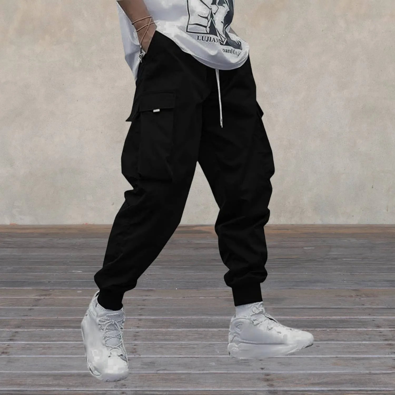 Tactical Cargo Trousers for Men with Side Pockets | Christo-Black