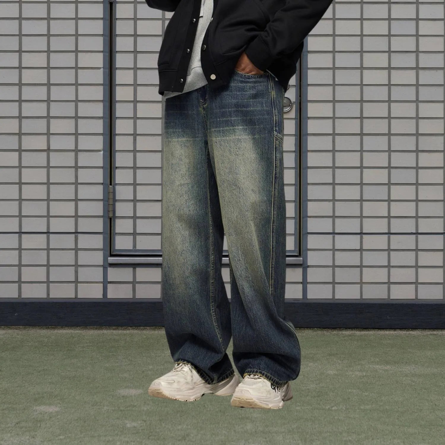 Vintage-Inspired Baggy Denim Jeans for Men with Faded Wash | Eduard-