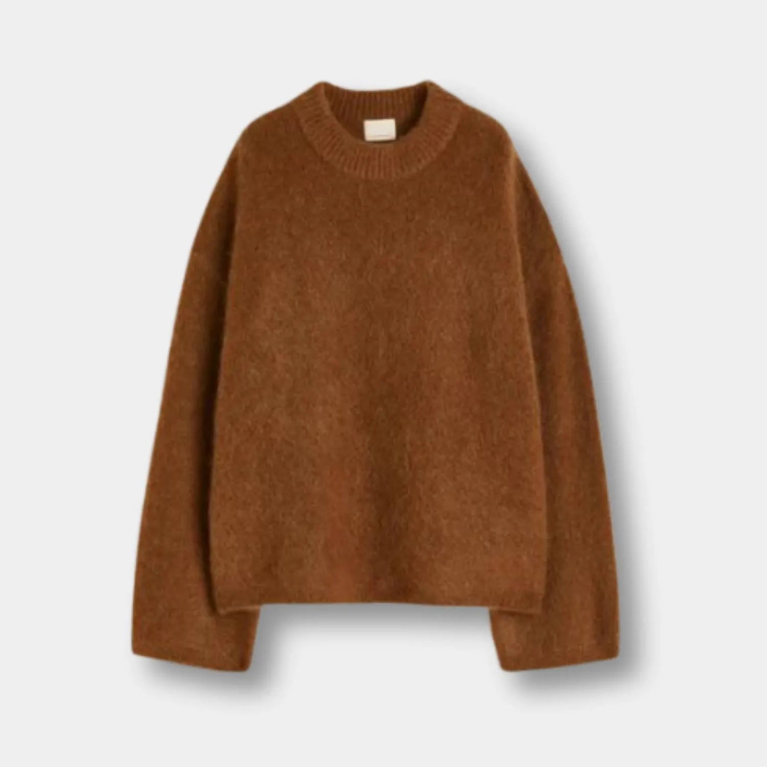 Warm and Snug Oversized Wool Jumper for Women with Round Neck | Carina-Brown