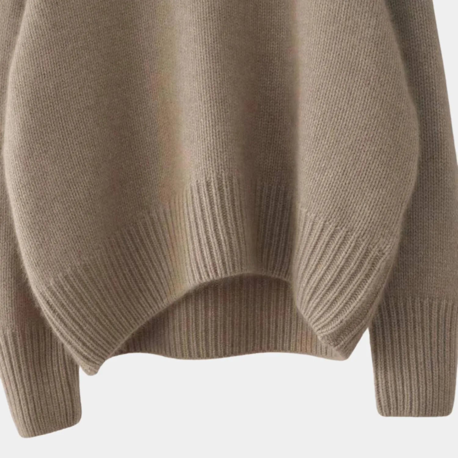 Women's Loose Fit Turtleneck Sweater-Khaki