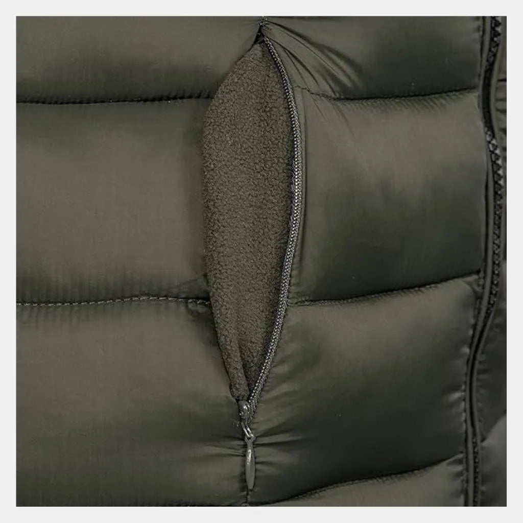 Women’s Padded Long Coat with Hood and Insulated Lining-Green