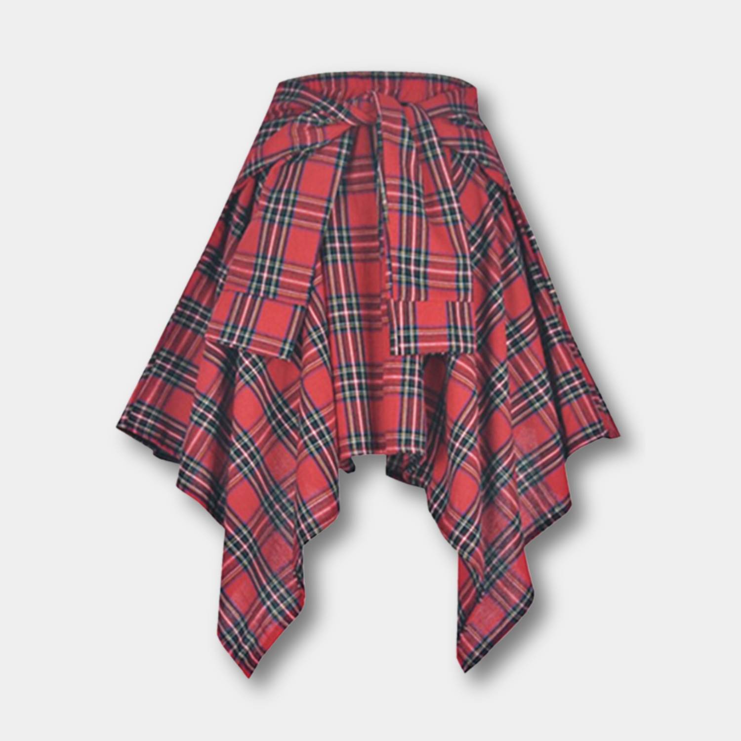 Casual Vintage Plaid Skirt for Women with Adjustable Waist | Charlotte-Lanuvo
