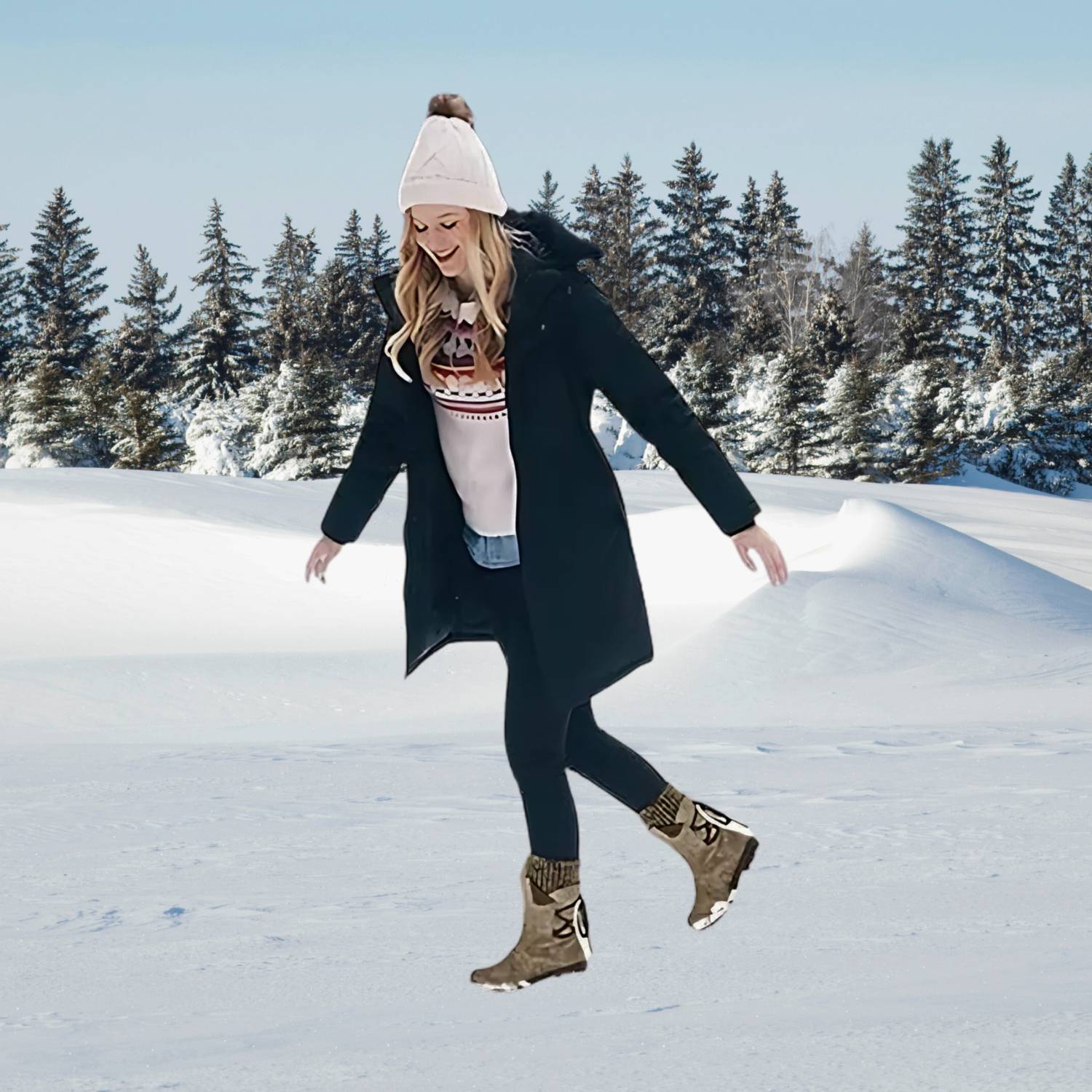 Cozy Women's Snow Boots with Calf-High Knitted Cuffs | Brechtina Winter Boots-Lanuvo