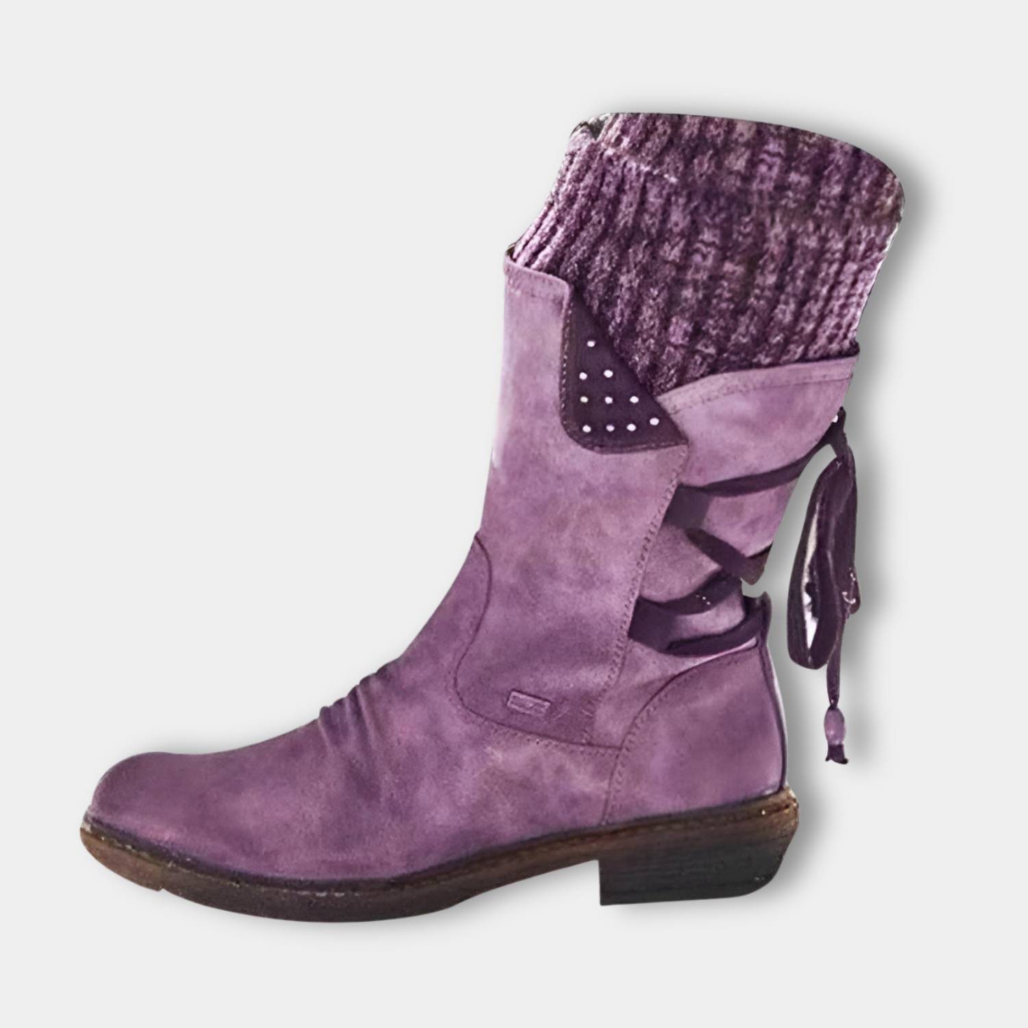Cozy Women's Snow Boots with Calf-High Knitted Cuffs | Brechtina Winter Boots-Lanuvo
