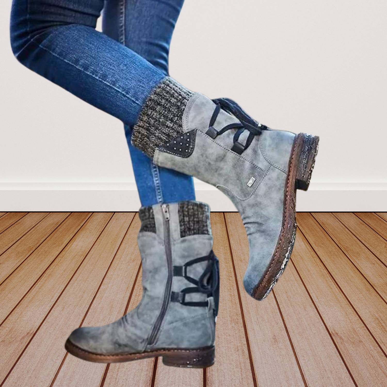 Cozy Women's Snow Boots with Calf-High Knitted Cuffs | Brechtina Winter Boots-Lanuvo