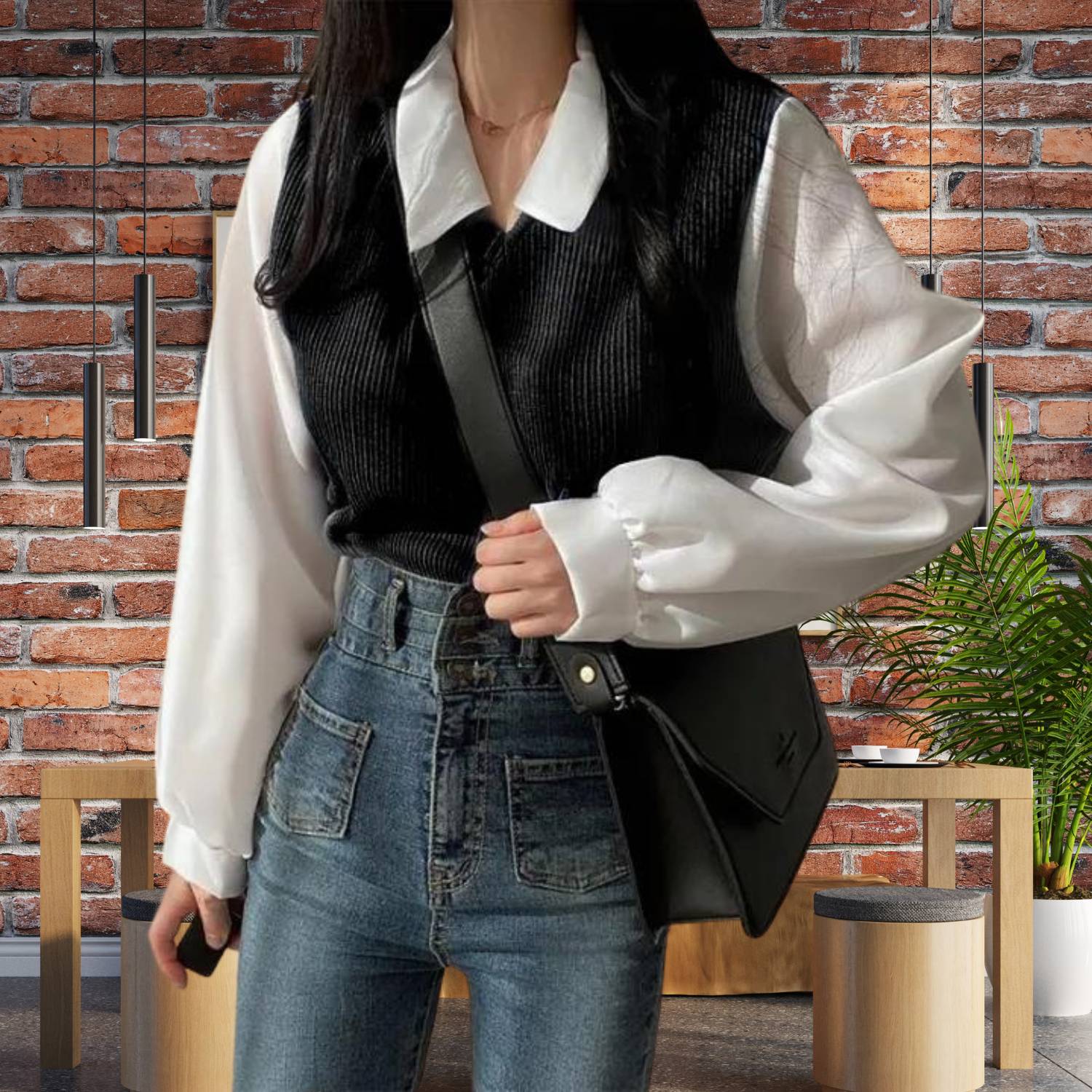 Elegant Y2K Long Sleeve Knitted Top for Women with Collar | Amarah-Lanuvo