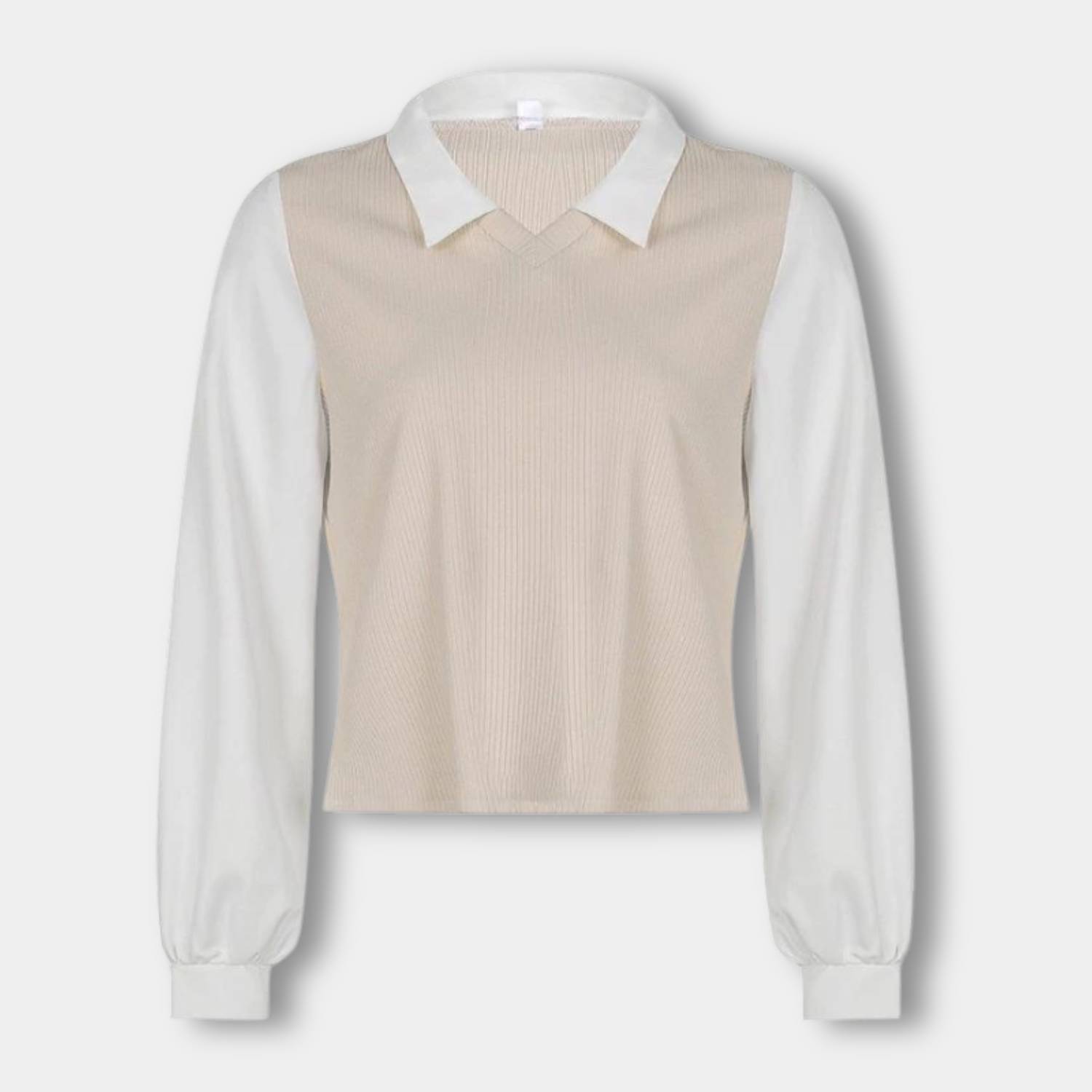Elegant Y2K Long Sleeve Knitted Top for Women with Collar | Amarah-Lanuvo