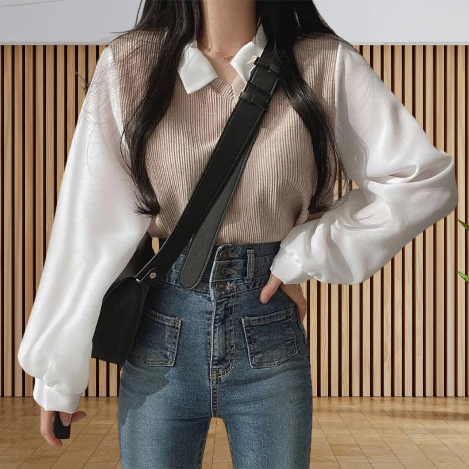 Elegant Y2K Long Sleeve Knitted Top for Women with Collar | Amarah-Lanuvo