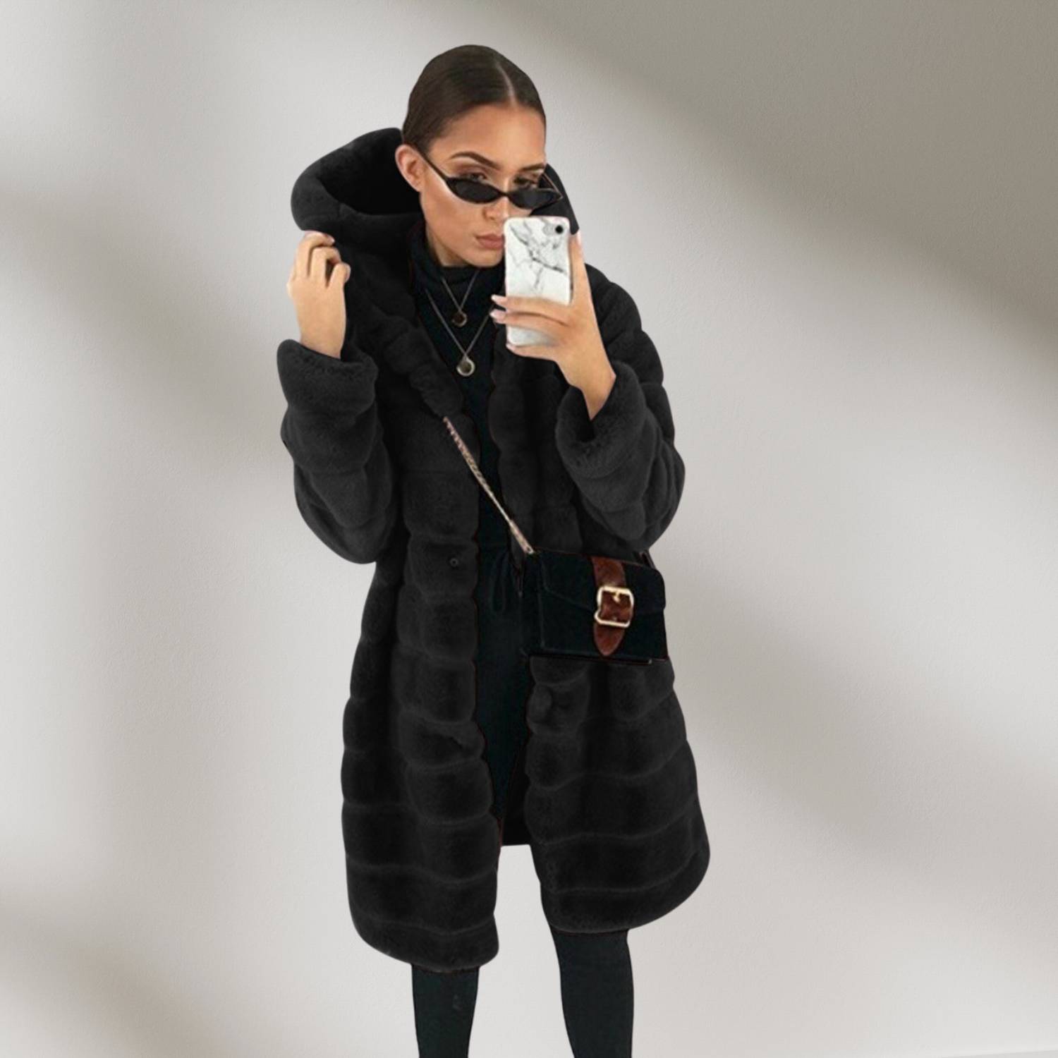 Fluffy Winter Coat for Women with Soft Faux Fur and Hood | Diana-Lanuvo