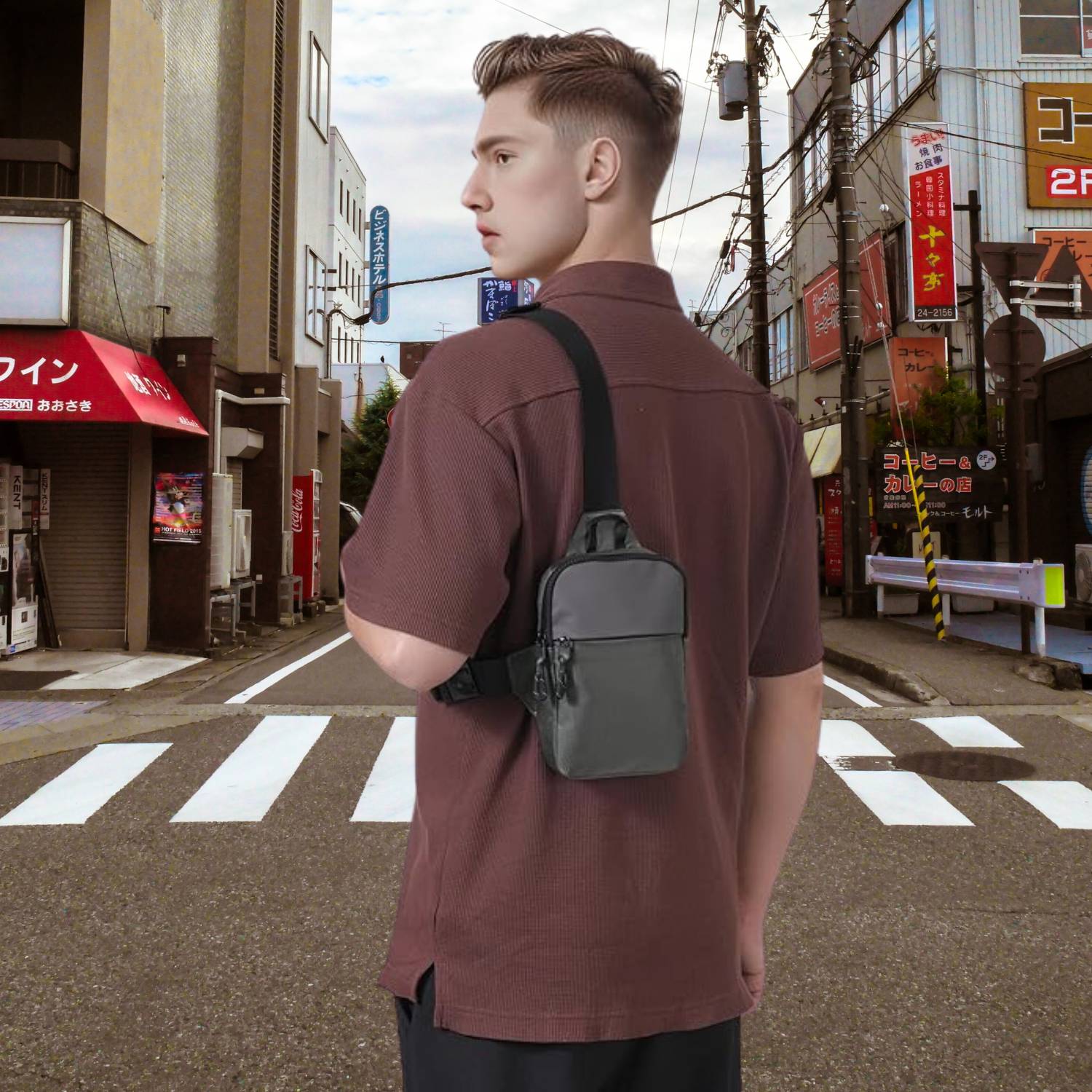 Lightweight Unisex Shoulder Bag with Water-Repellent Fabric-Lanuvo