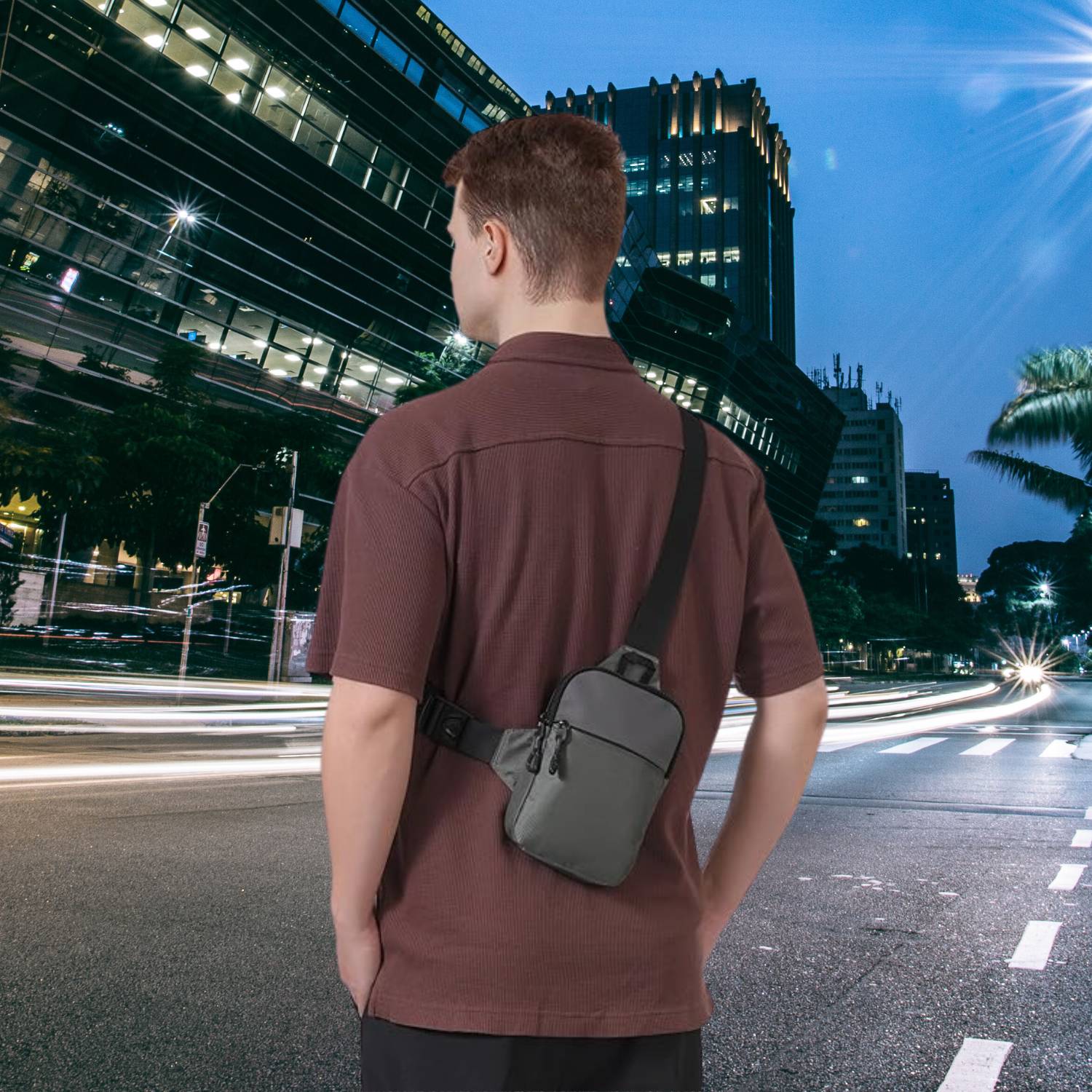 Lightweight Unisex Shoulder Bag with Water-Repellent Fabric-Lanuvo