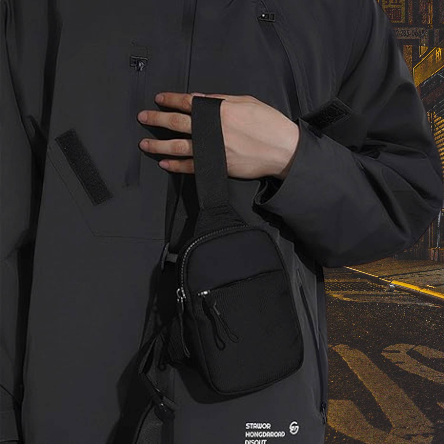 Lightweight Unisex Shoulder Bag with Water-Repellent Fabric-Lanuvo