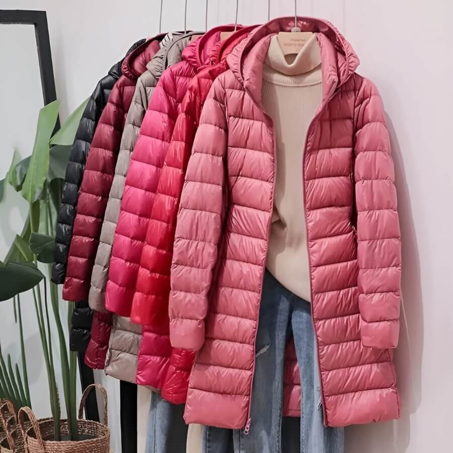 Lisa | Long Women's Down Jacket with Hood-Lanuvo