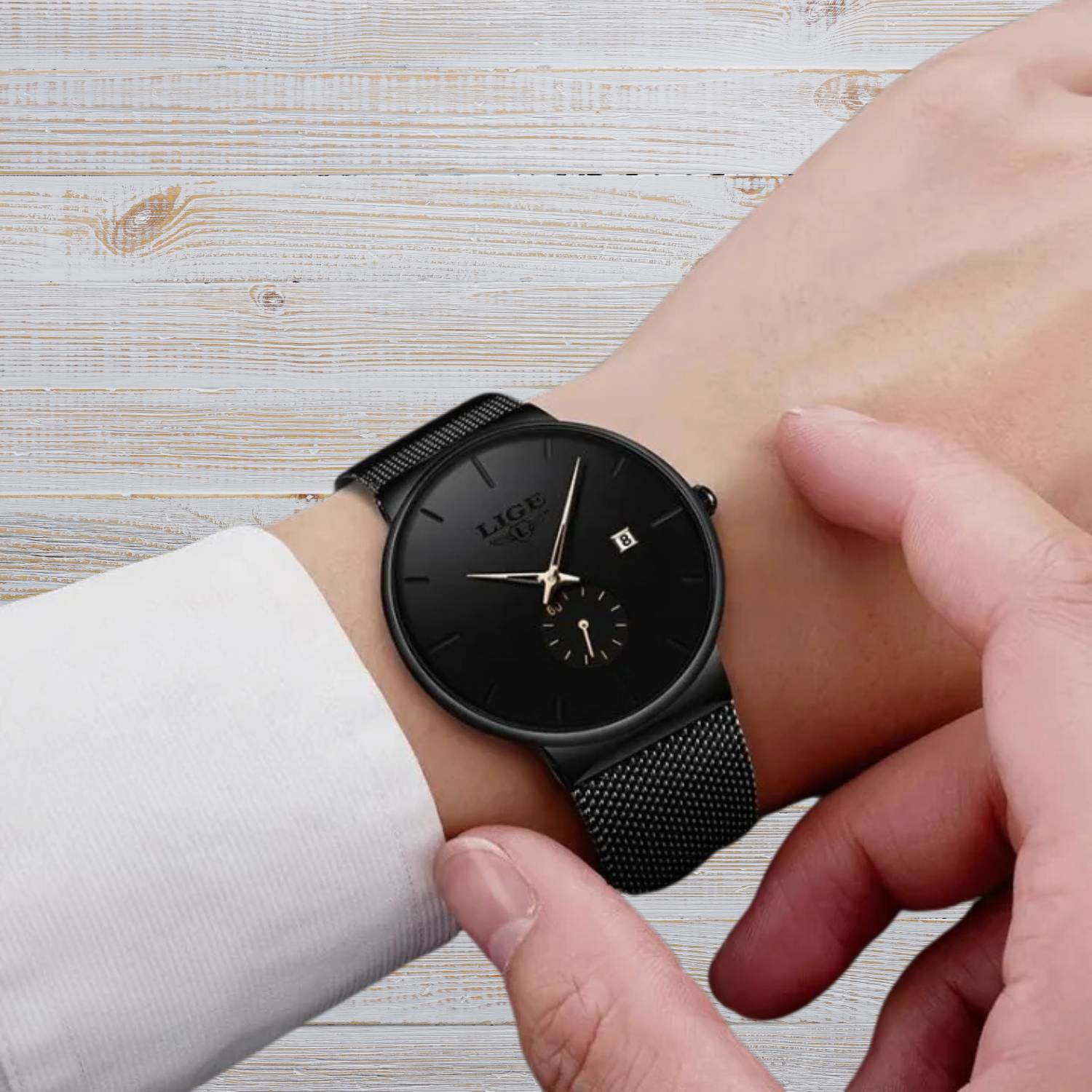 Luxury Waterproof Slim Quartz Watch with Metal Band for Men-Lanuvo