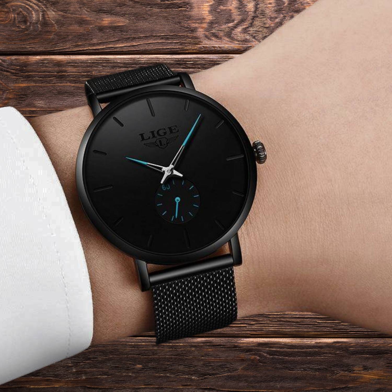 Luxury Waterproof Slim Quartz Watch with Metal Band for Men-Lanuvo