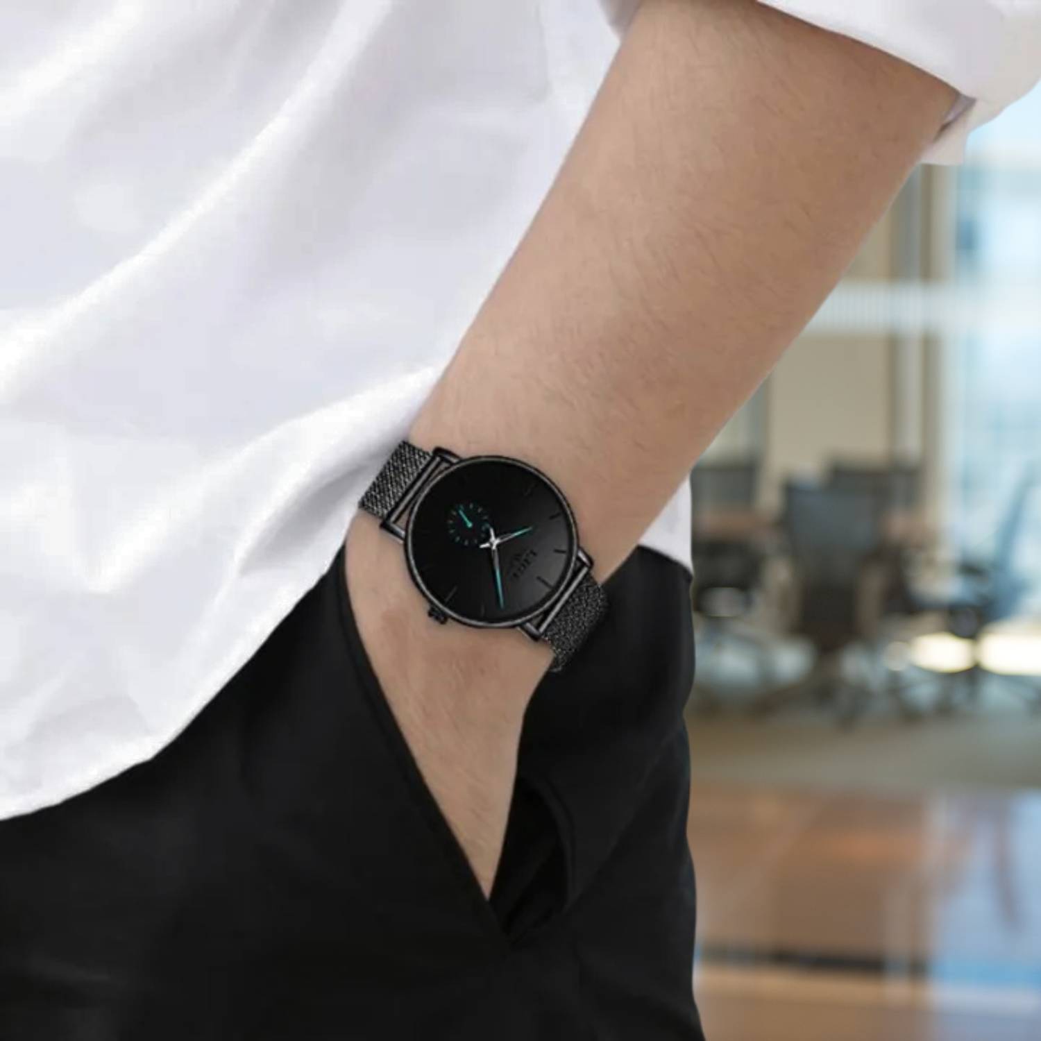 Luxury Waterproof Slim Quartz Watch with Metal Band for Men-Lanuvo