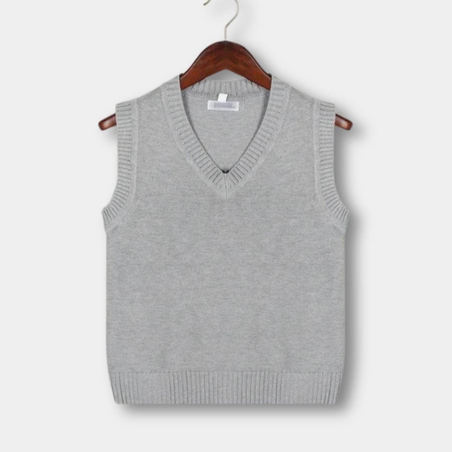 Old Money Knitted Sweater Vest for Men with Striped Trim and V-Neck | Harry-Lanuvo