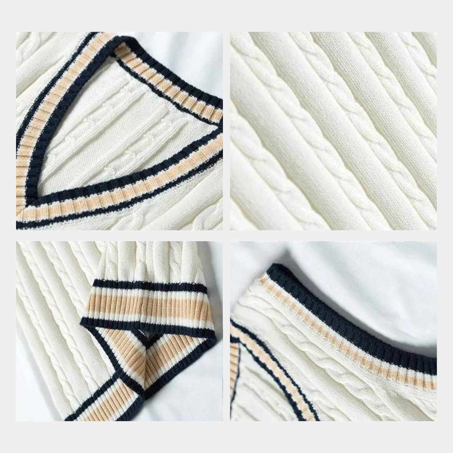 Old Money Knitted Sweater Vest for Men with Striped Trim and V-Neck | Harry-Lanuvo
