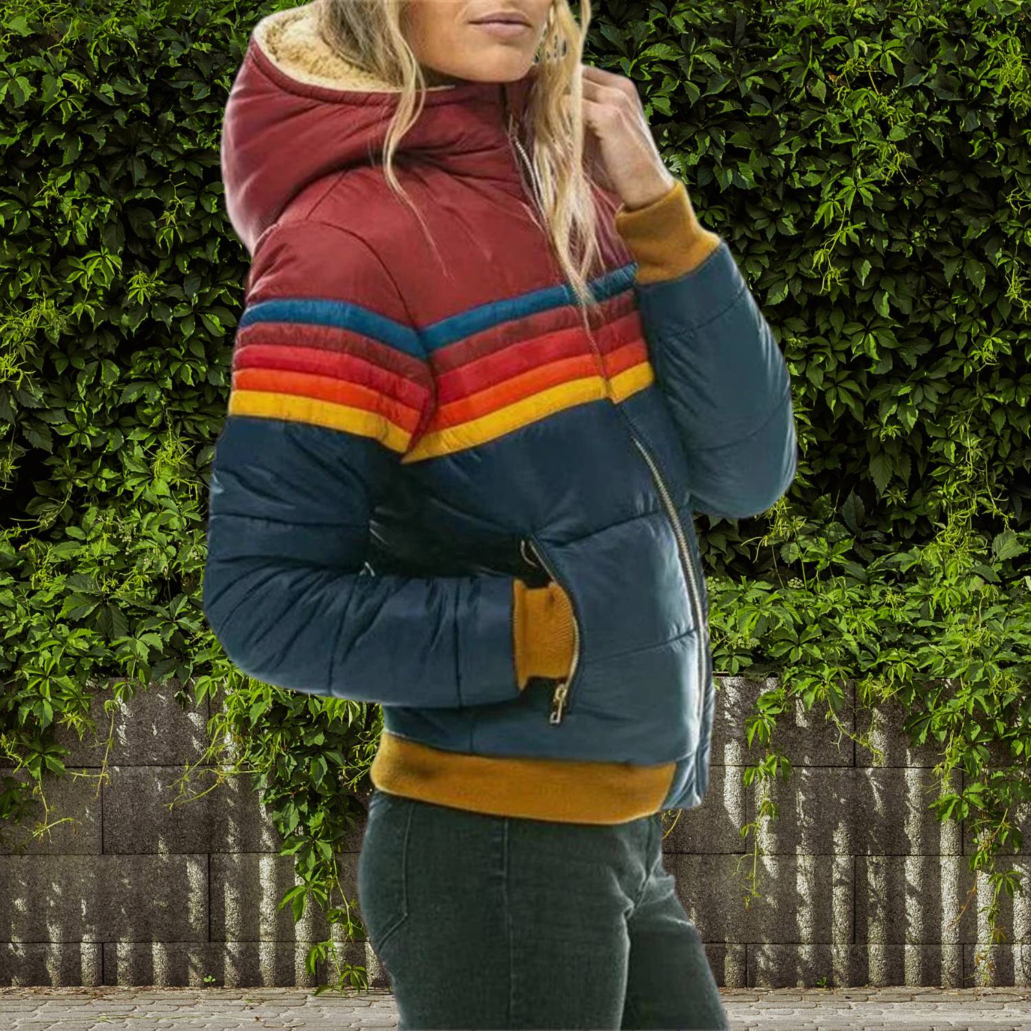 Retro Striped Plush Jacket for Women with Warm Insulation | Bolivia-Lanuvo
