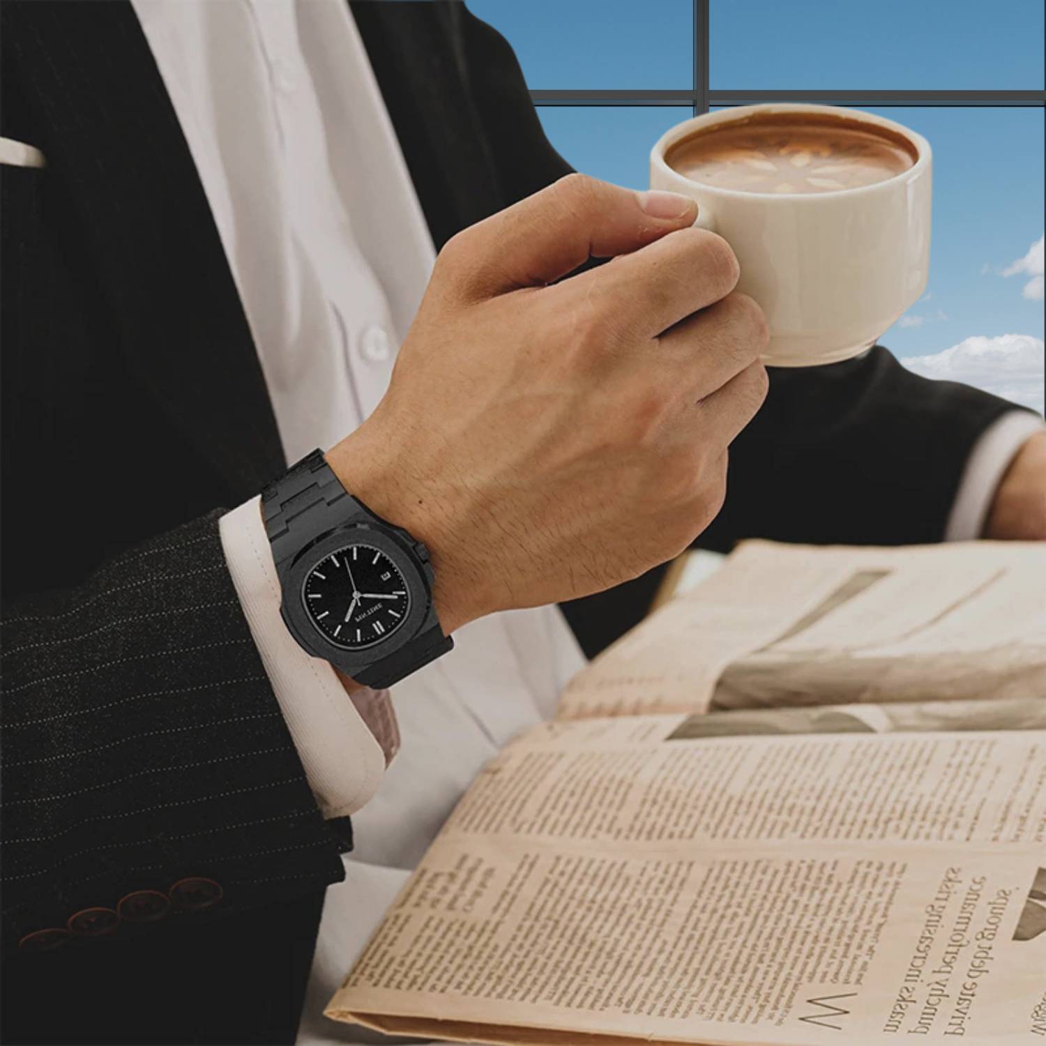 Sleek and Water-Resistant Pin Time Luxury Watch for Men with Date Display and Frosty Design | Elias-Lanuvo