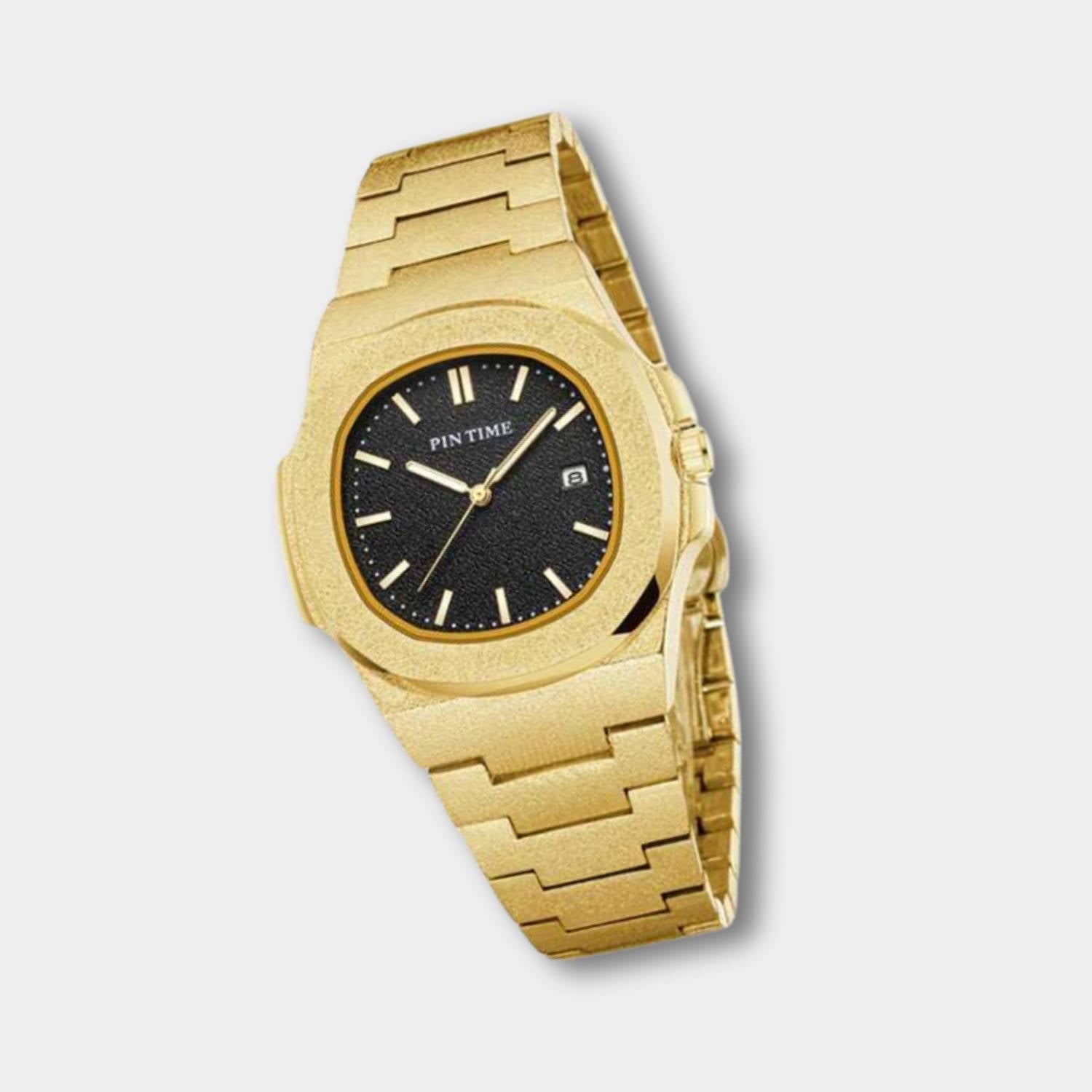 Sleek and Water-Resistant Pin Time Luxury Watch for Men with Date Display and Frosty Design | Elias-Lanuvo