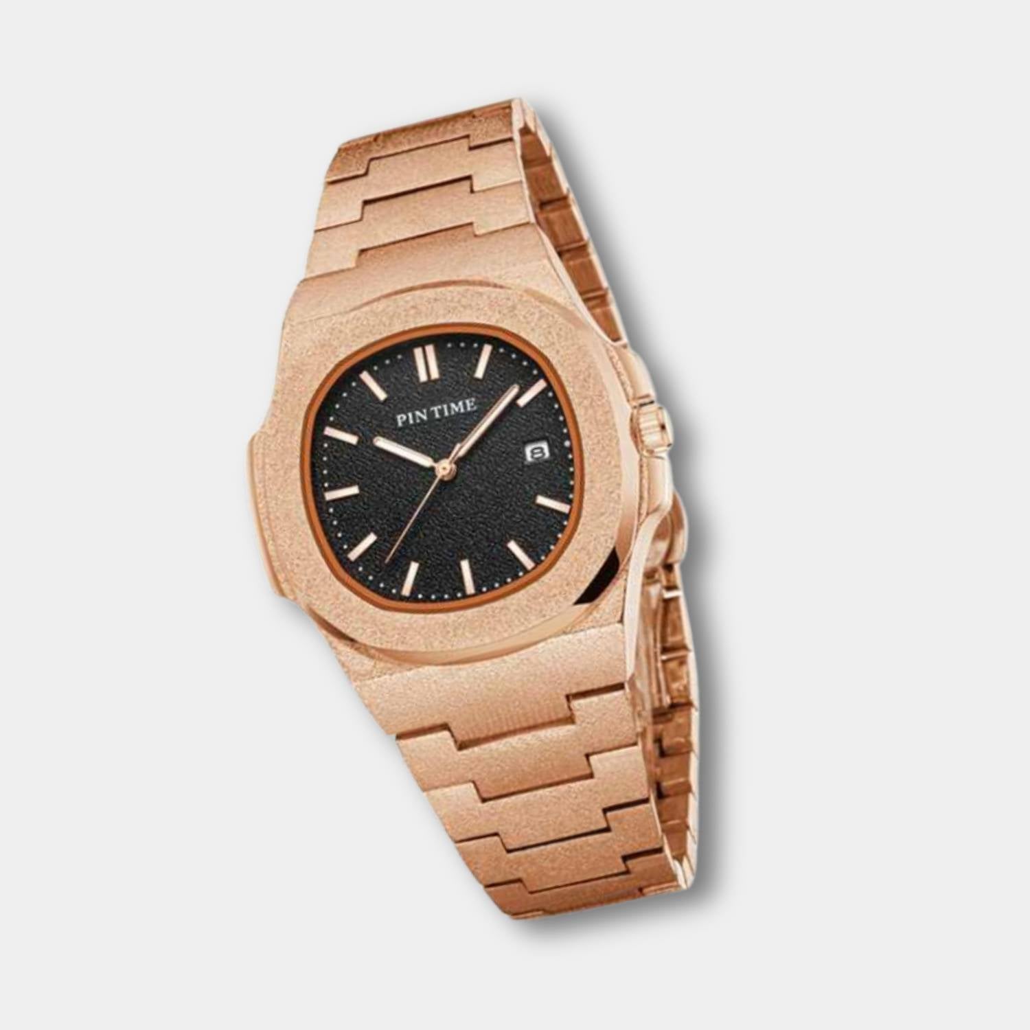 Sleek and Water-Resistant Pin Time Luxury Watch for Men with Date Display and Frosty Design | Elias-Lanuvo