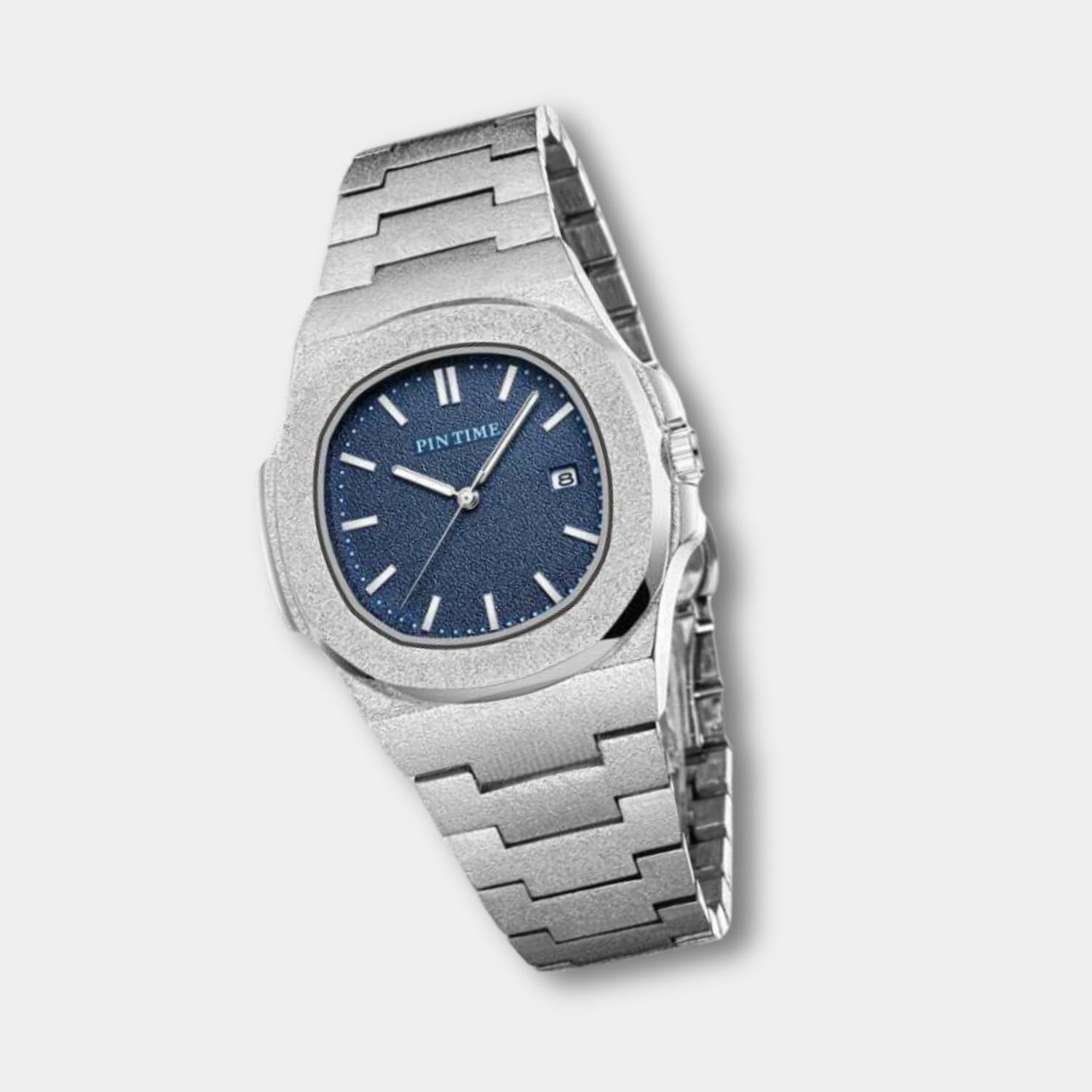 Sleek and Water-Resistant Pin Time Luxury Watch for Men with Date Display and Frosty Design | Elias-Lanuvo