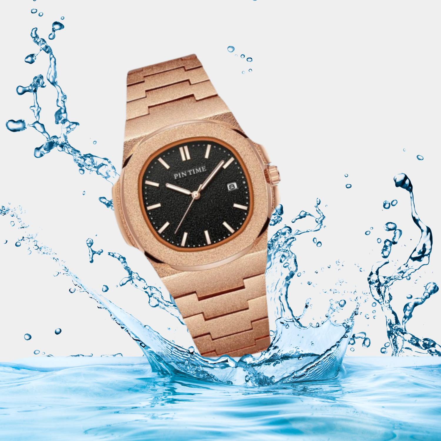 Sleek and Water-Resistant Pin Time Luxury Watch for Men with Date Display and Frosty Design | Elias-Lanuvo