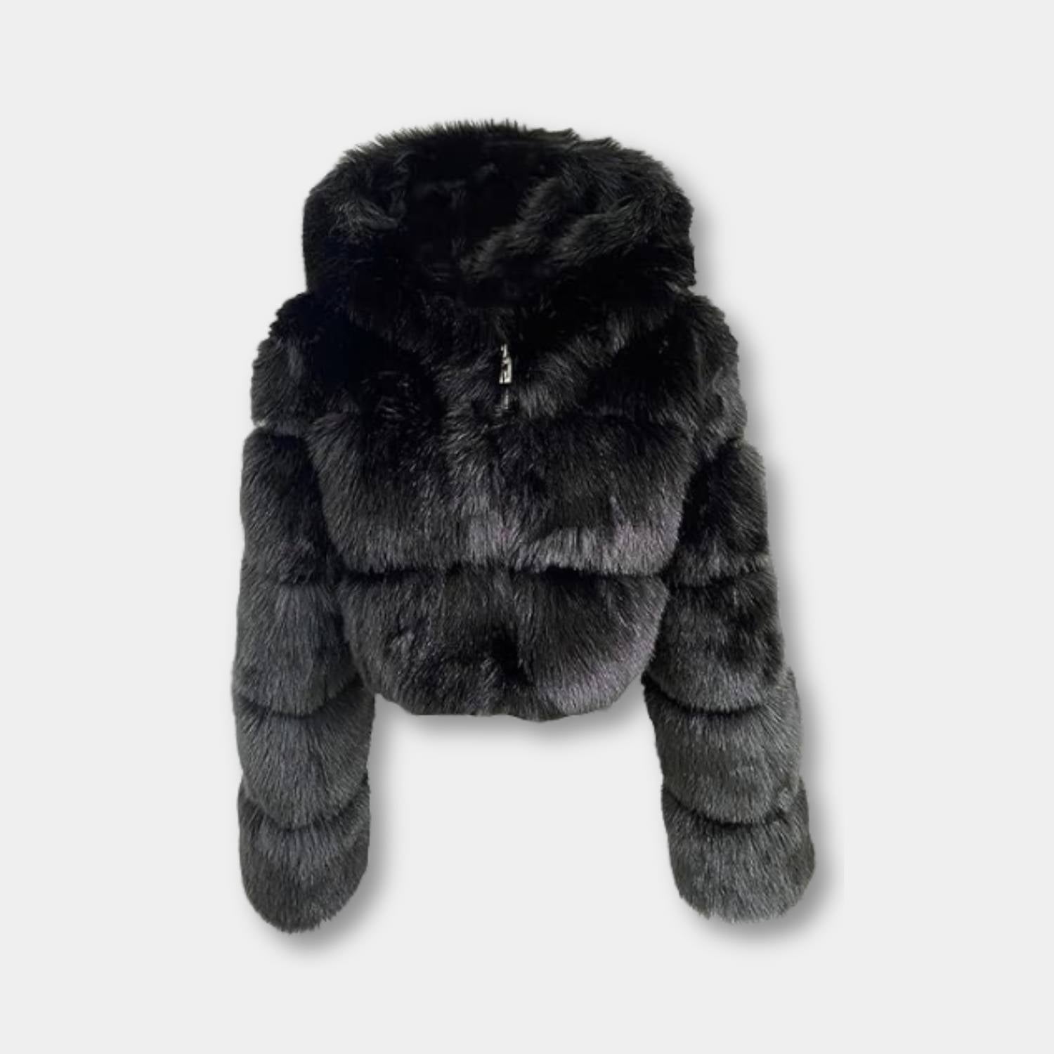 Soft Cropped Faux Fur Jacket for Women with Full Zip | Doreen-Lanuvo