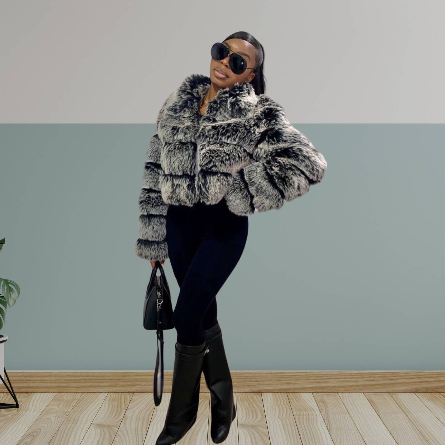 Soft Cropped Faux Fur Jacket for Women with Full Zip | Doreen-Lanuvo