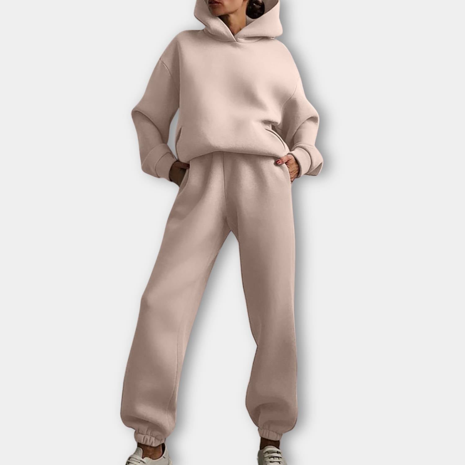 Trendy oversized hoodie with jogger trousers for women - Relaxed two-piece lounge set-Lanuvo