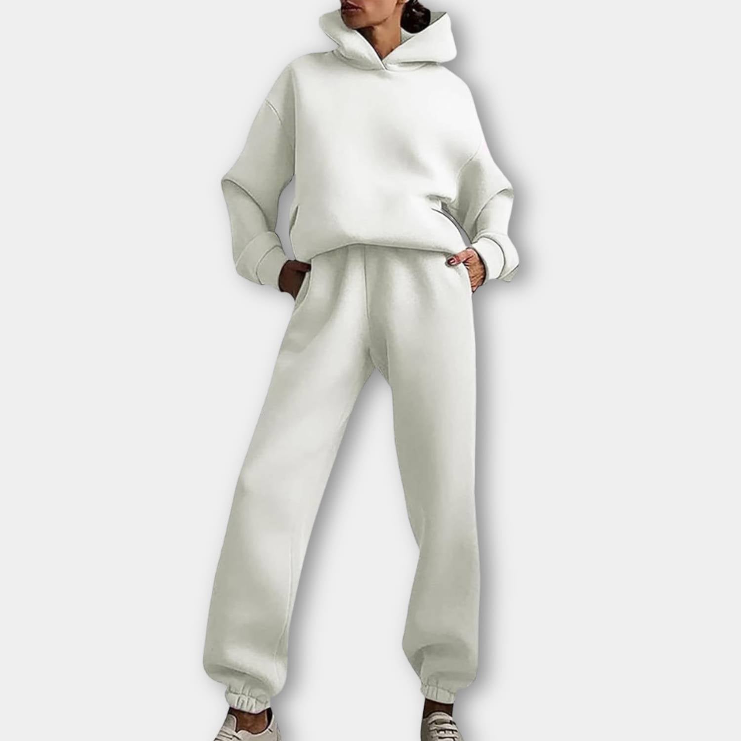 Trendy oversized hoodie with jogger trousers for women - Relaxed two-piece lounge set-Lanuvo