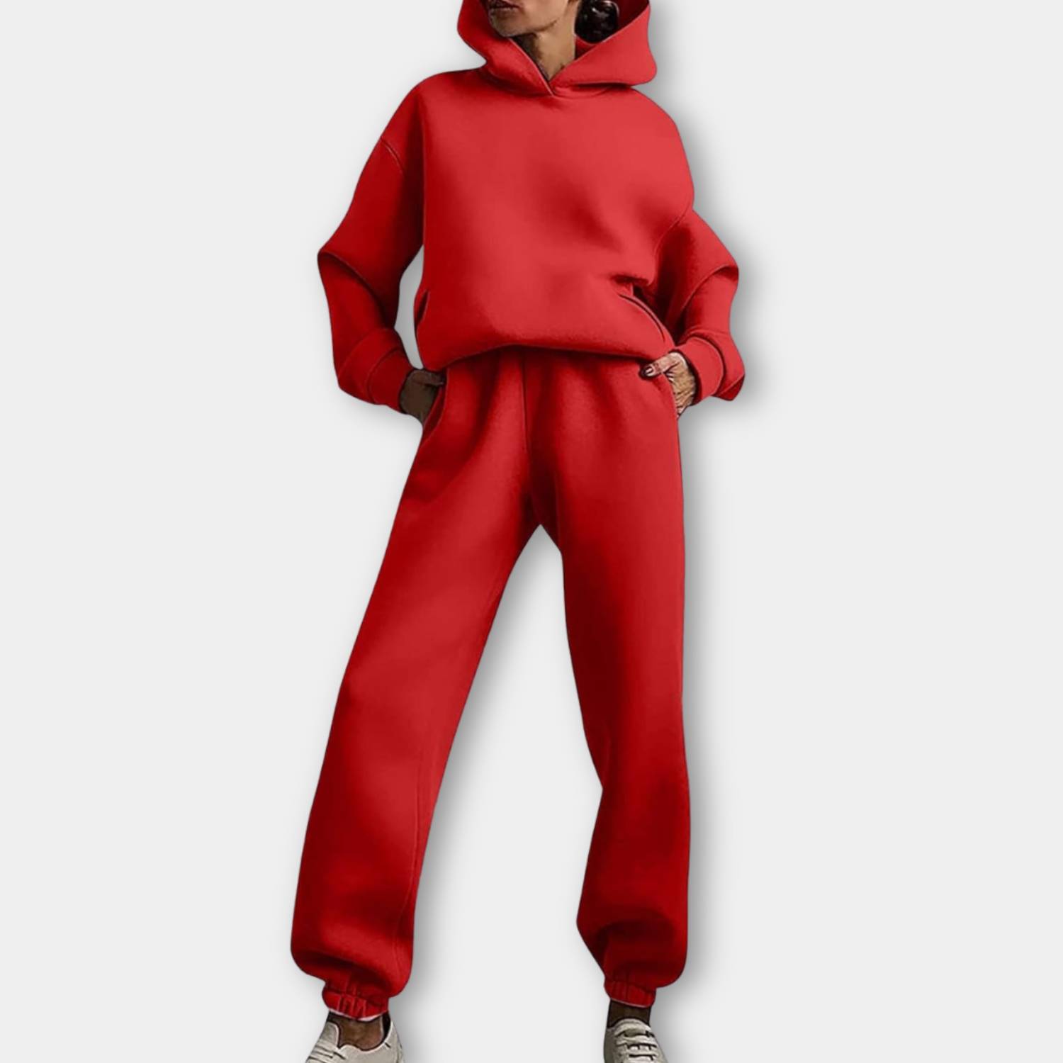 Trendy oversized hoodie with jogger trousers for women - Relaxed two-piece lounge set-Lanuvo