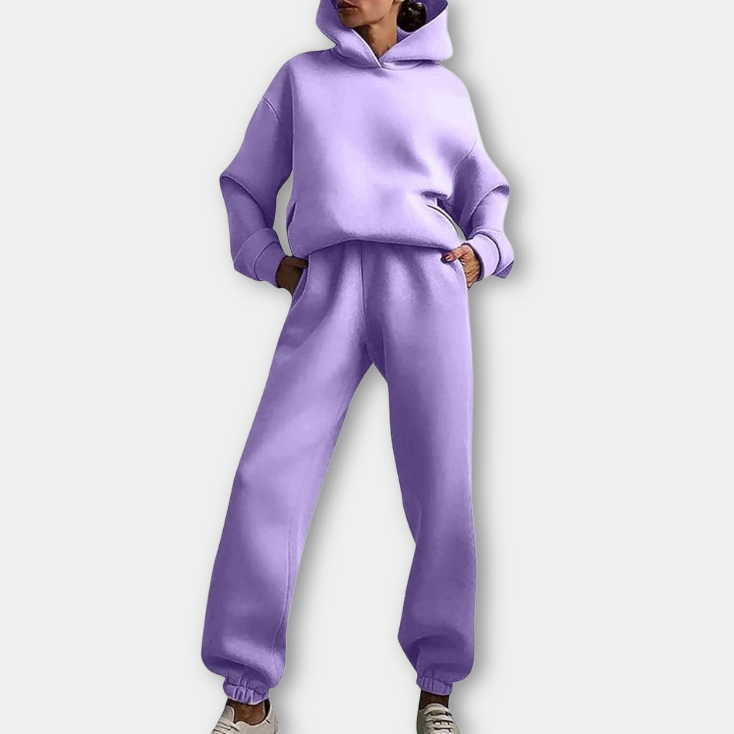Trendy oversized hoodie with jogger trousers for women - Relaxed two-piece lounge set-Lanuvo