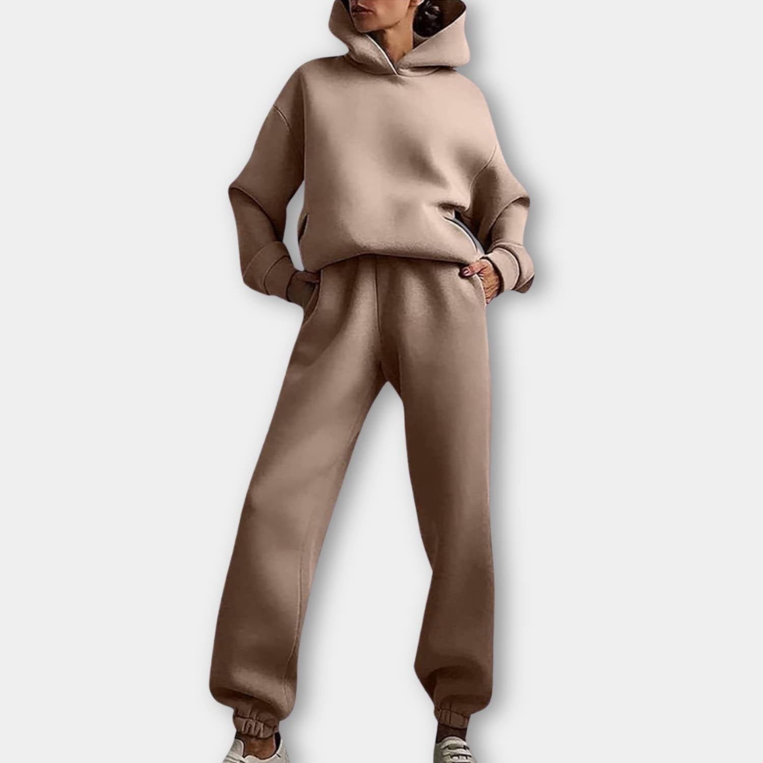 Trendy oversized hoodie with jogger trousers for women - Relaxed two-piece lounge set-Lanuvo
